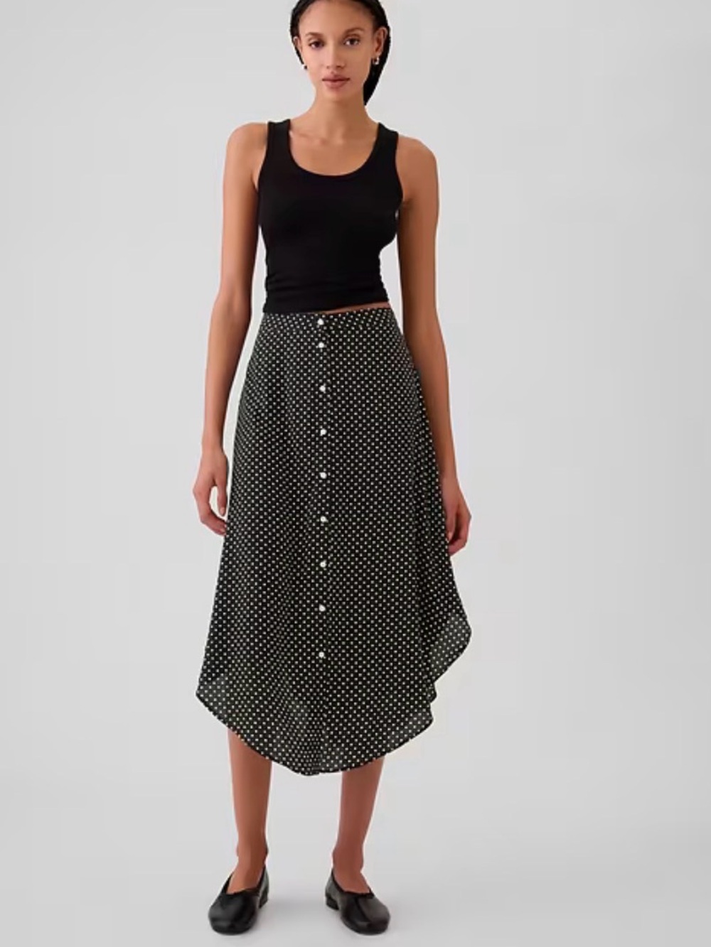 GAP Polka Dot Handkerchief Hem Midi Skirt
